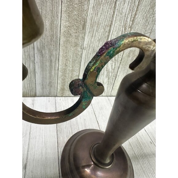 Vtg Solid Brass Century Candelabra Candlestick Holder Art Nouveau 11'' Tall - Picture 7 of 10